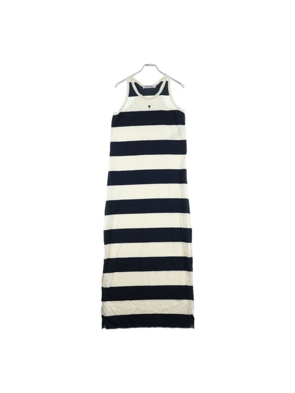 Dior Dioriviera Border Sleeveless Long Dress Ivory Navy